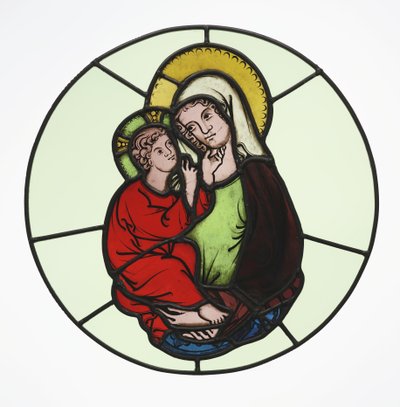 A Virgem e o Menino, c.1335 (vaso de metal, vidro incolor, tinta de óxido, mancha de prata e chumbo) de Master of Klosterneuburg